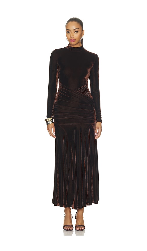 Korina Velour Maxi Dress by bardot in Dark Choco