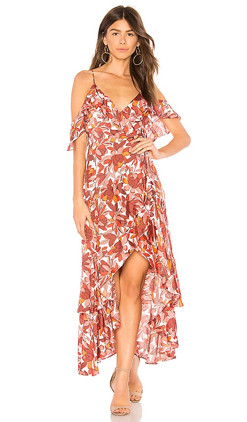 bardot floral frill dress