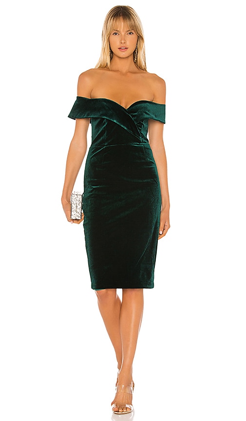 green velvet bardot dress