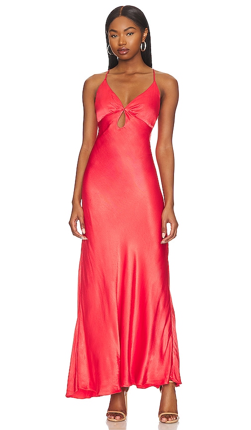 Bardot Zuri Slip Dress In Hot Coral