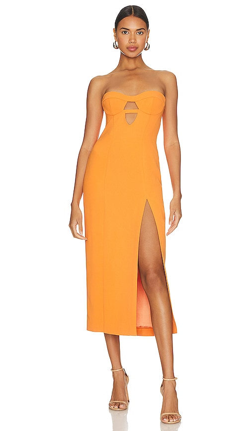 Shop Bardot Brisa Midi Dress In Orange