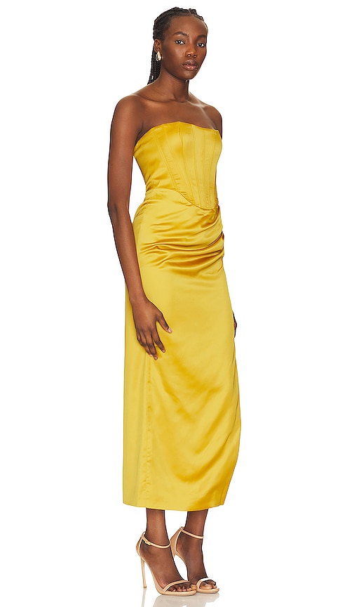 Shop Bardot Everlasting Midi Dress In Mustard