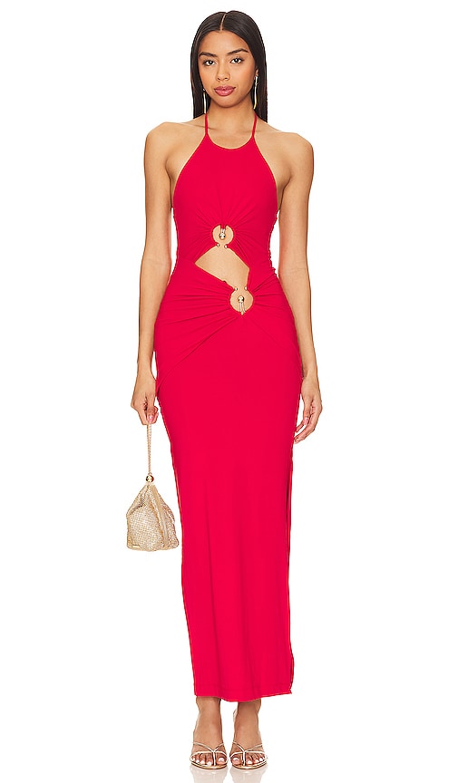 Bardot Neve Maxi Dress in Deep Red