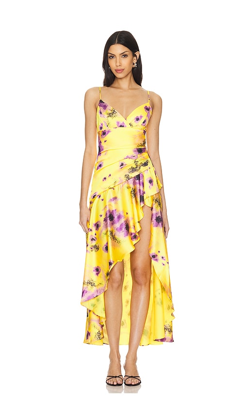 Shop Bardot Sorella Printed Midi Dress In 黄花