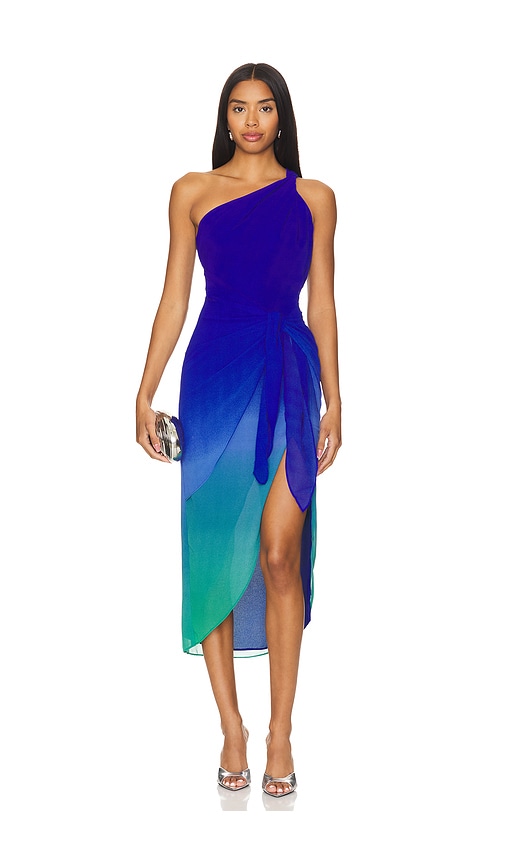 Bardot Christina Ombre Wrap Dress in Blue & Green