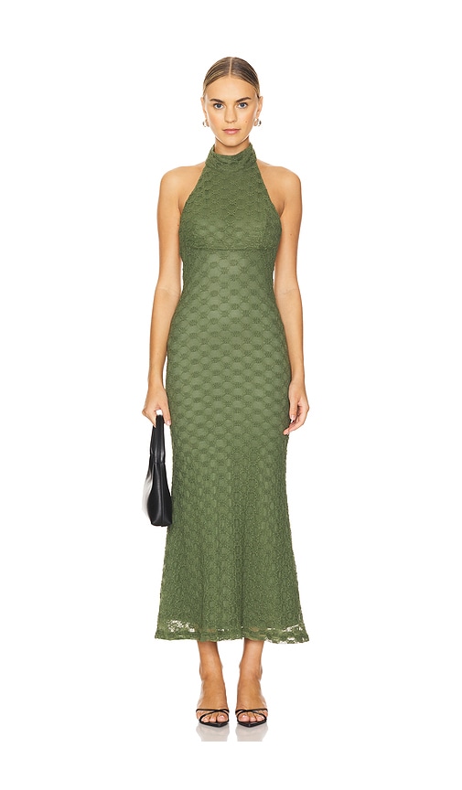 Shop Bardot Ola Lace Midi Dress In Olive