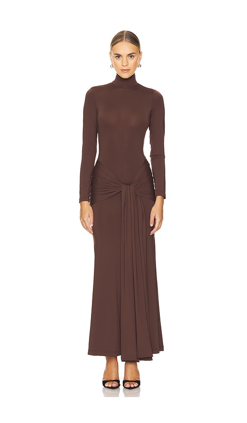 Bardot Alix Maxi Tie Front Dress In Chocolate