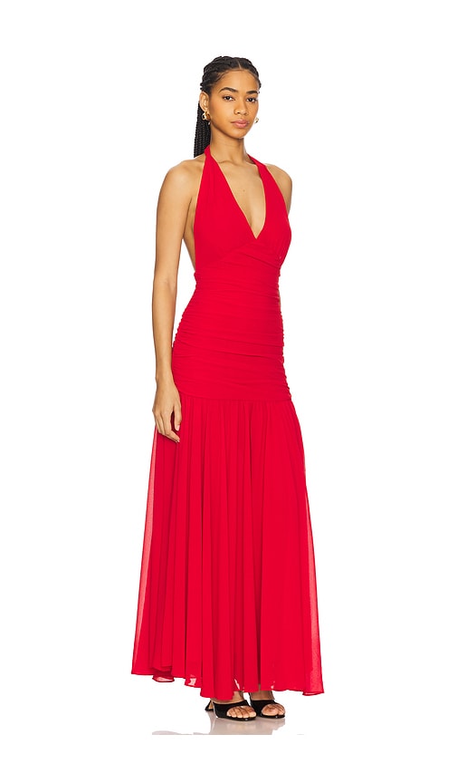 Shop Bardot Mave Halter Neck Maxi Dress In Red