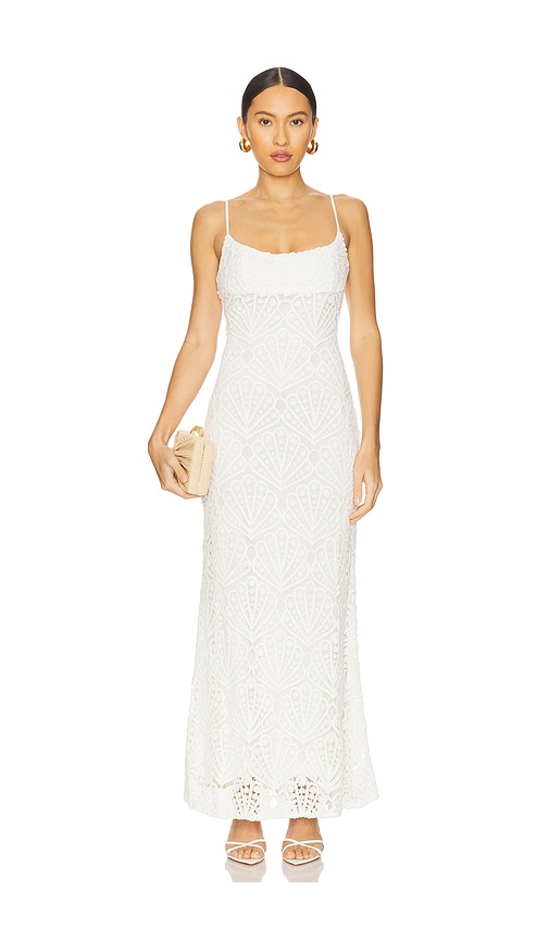 Adoni Crochet Midi Dress in White. - size 6 (also in 10, 12, 2, 4, 8)