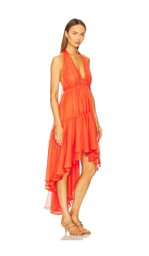 Bardot Leona High-low Chiffon Halter Dress In Red