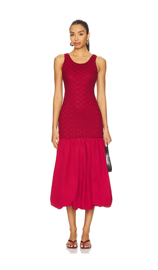 x REVOLVE Melody Lace Poplin Maxi Dress in Burgundy. - size 6 (also in 10, 12, 2, 4, 8)