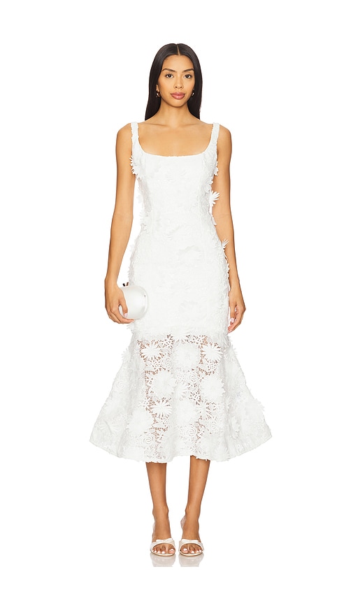 Marico Lace Midi Dress in White. - size 6 (also in 10, 12, 2, 4, 8)