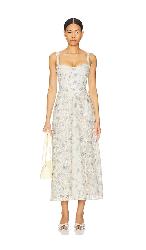 Adaline Broderie Midi Dress in White. - size 6 (also in 10, 12, 2, 4, 8)