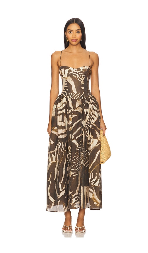 Estie Printed Maxi Dress in Brown. - size 8 (also in 10, 12, 2, 4, 6)