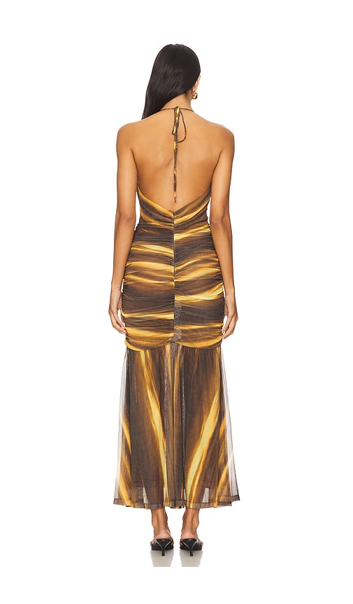  Bardot Maxikleid Aus Mesh Aries In Brown. Größe 4. Also In 6, 8, 10, 12. 