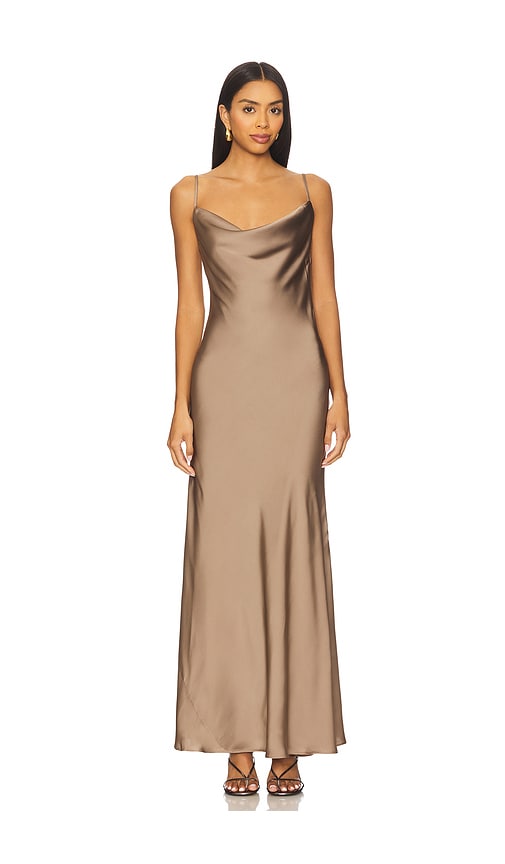 Monroe Cowl Neck Maxi Dress in Brown. - size 8 (also in 10, 12, 2, 4, 6)