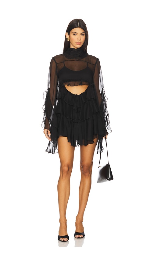 Bardot Anyssa Ruffle Mini Dress In Gold