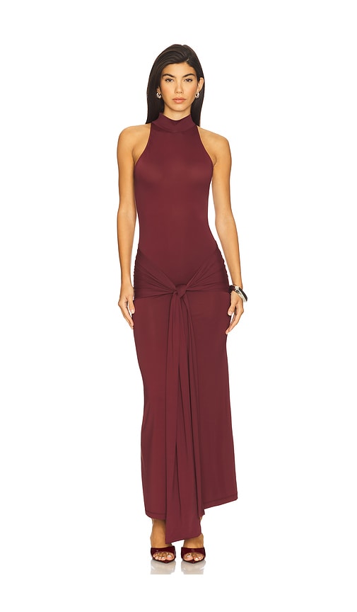 Isadora Maxi Tie Front Dress in Burgundy. - size 12 (also in 6, 8) - Bardot - Modalova