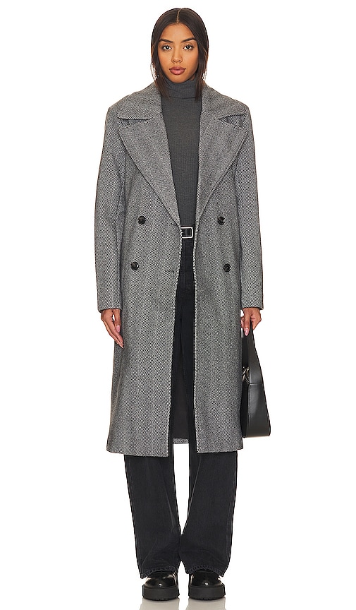 Bardot Classic Chevron Coat in Grey Chevron