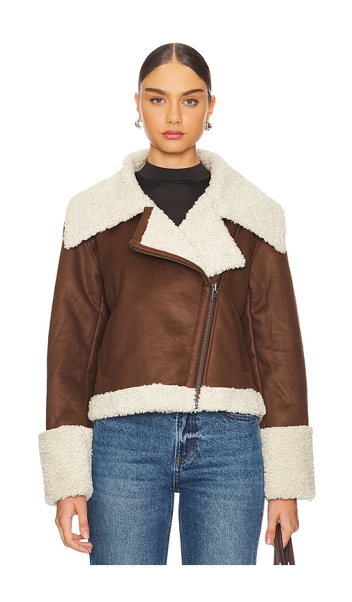 Shop Bardot Finn Faux Leather Jacket In Chocolate