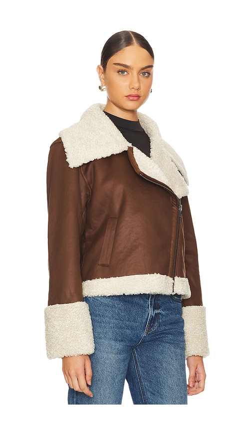 Shop Bardot Finn Faux Leather Jacket In Chocolate