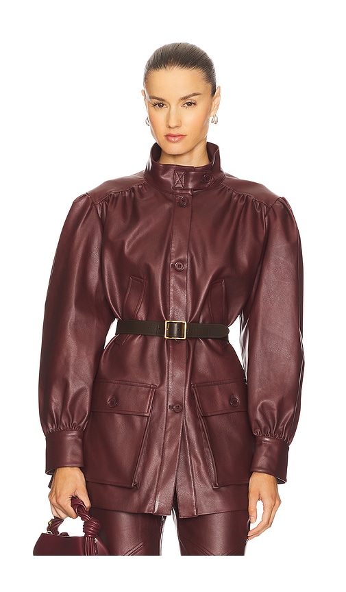 Clements Faux Leather Jacket in Burgundy