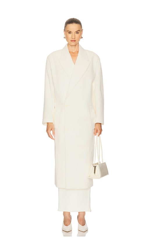 Bardot Classic Oversized Wool-blend Coat In White