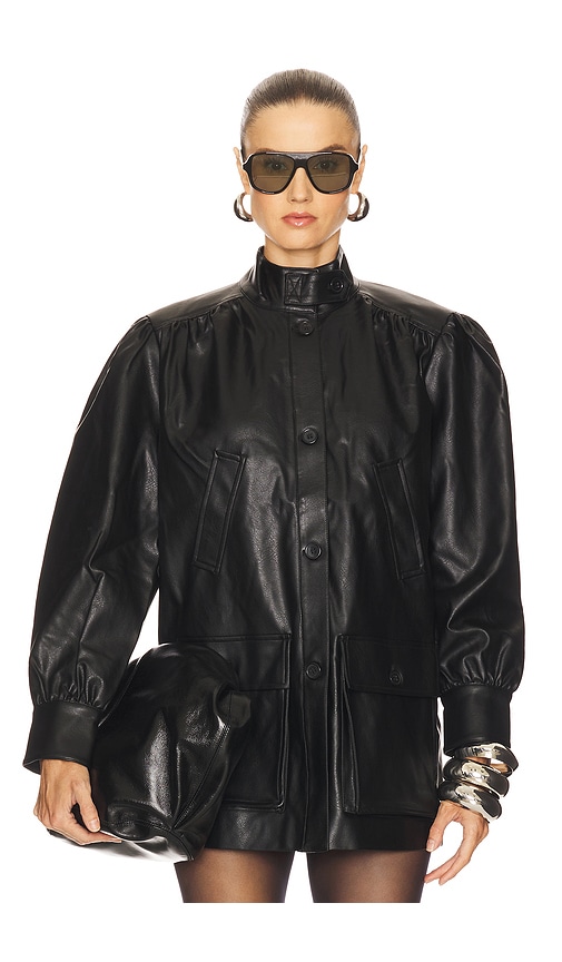 Clements Faux Leather Jacket in Black