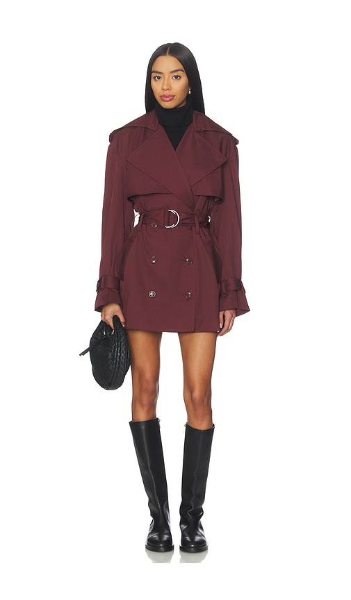 Aster Short Trench Coat in Deep Plum