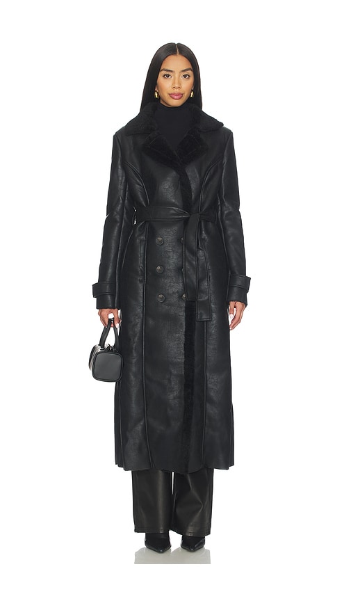 Bardot Vegan Leather Shirling Coat In Black