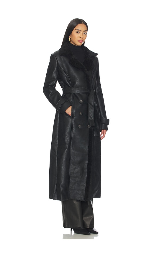 Bardot Vegan Leather Shirling Coat In Black