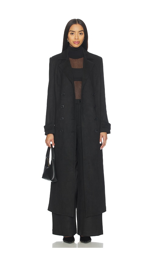Faux Suede Longline Coat