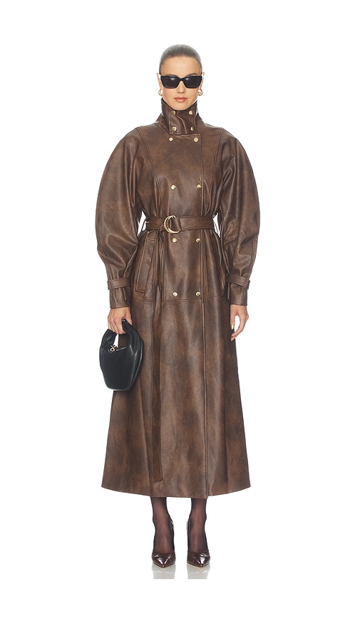 Milana Faux Leather Trench by bardot in Dark Choco
