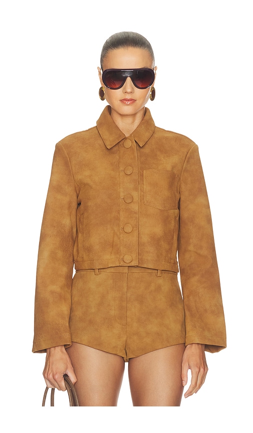 Lorenzo Croc Faux Suede Jacket by bardot in Camel