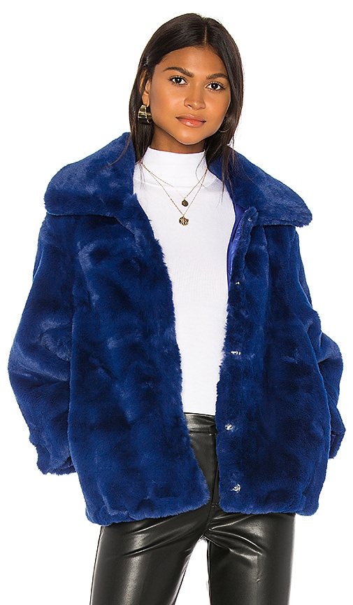 Cobalt blue faux fur jacket best sale