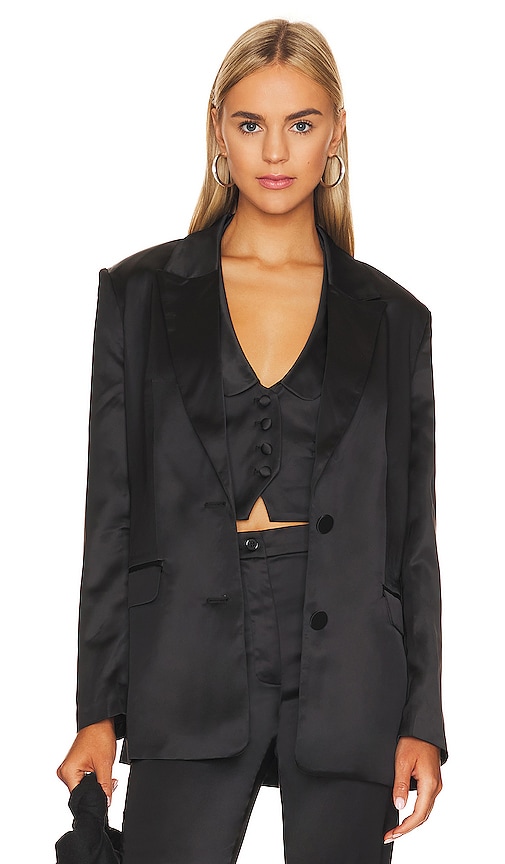 Shop Bardot Nyah Satin Blazer In Black