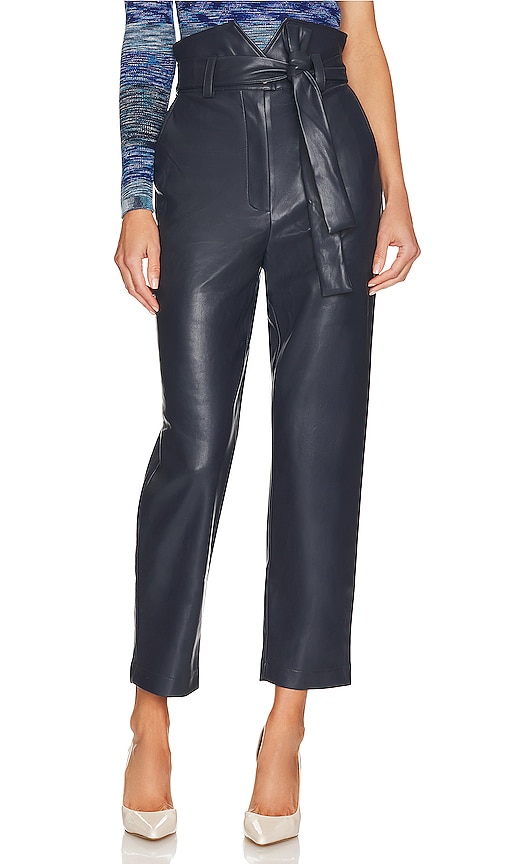 Bardot Debbie Faux Leather Pant in Navy