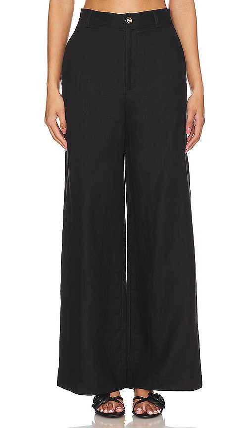 Shop Bardot Enya Linen Pant In 黑色