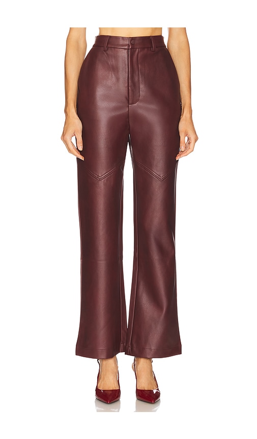 Karson Faux Leather Pant in Burgundy