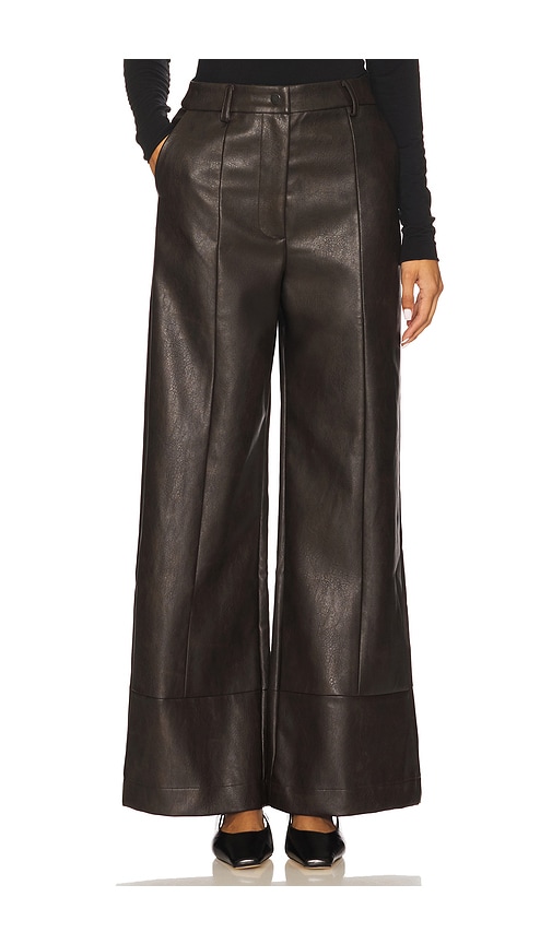 Marlowe Faux Leather Pant in Chocolate. - size 12 (also in 2, 4, 6) - Bardot - Modalova