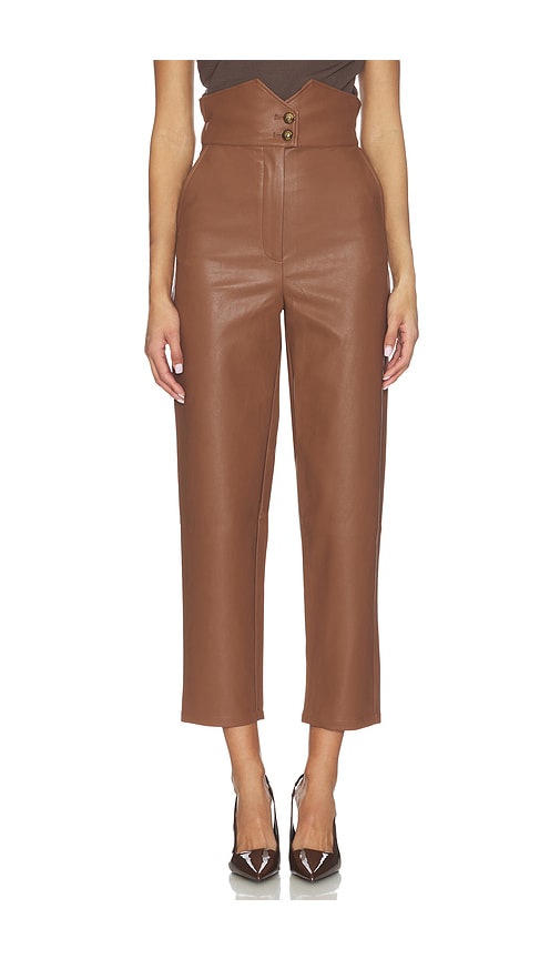 Bardot Aster Vegan Leather Pant In Brown