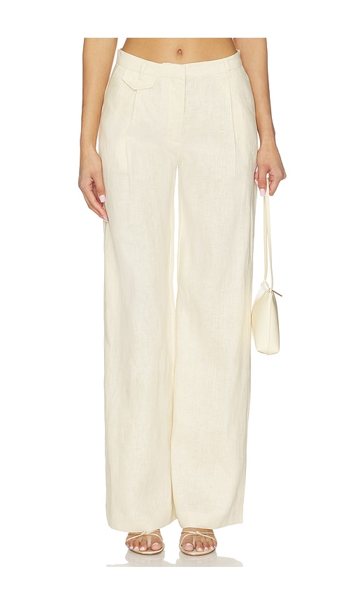 Bardot Geordy Hipster Linen Pant In Yellow