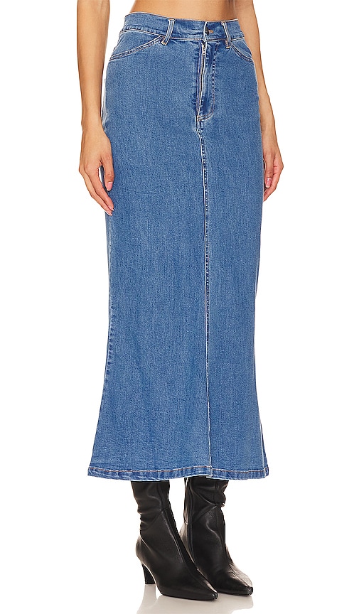 Shop Bardot Larence Denim Maxi Skirt In Blue