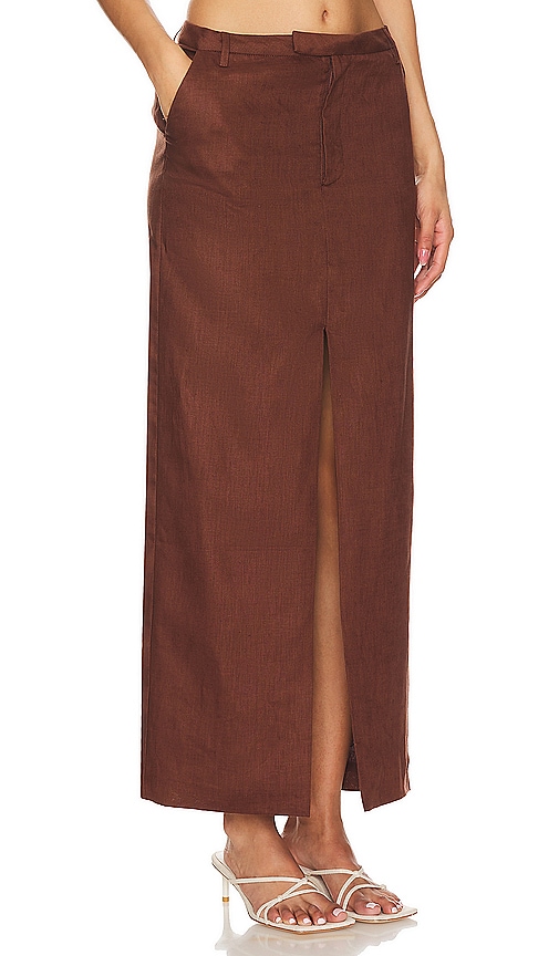 Shop Bardot X Revolve Sita Maxi Skirt In 巧克力色