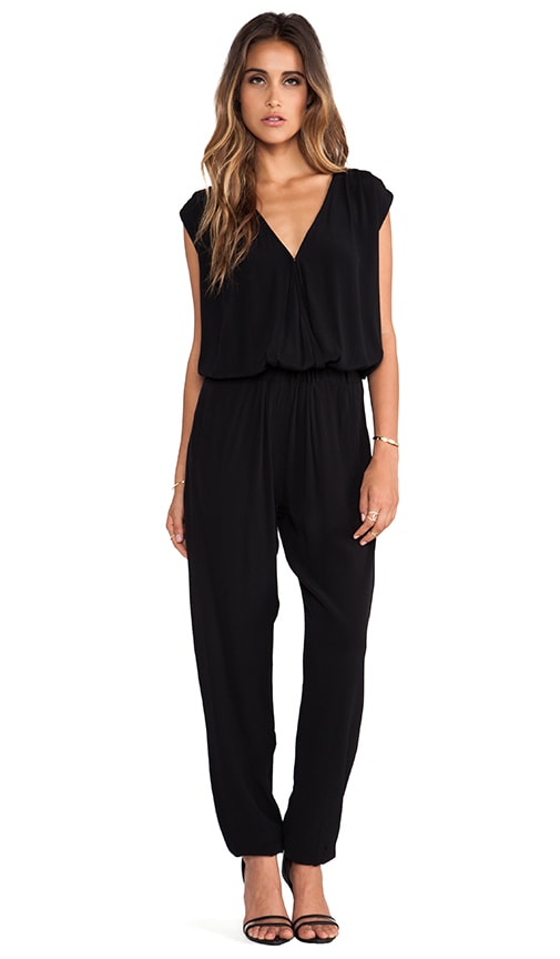 black wrap front jumpsuit