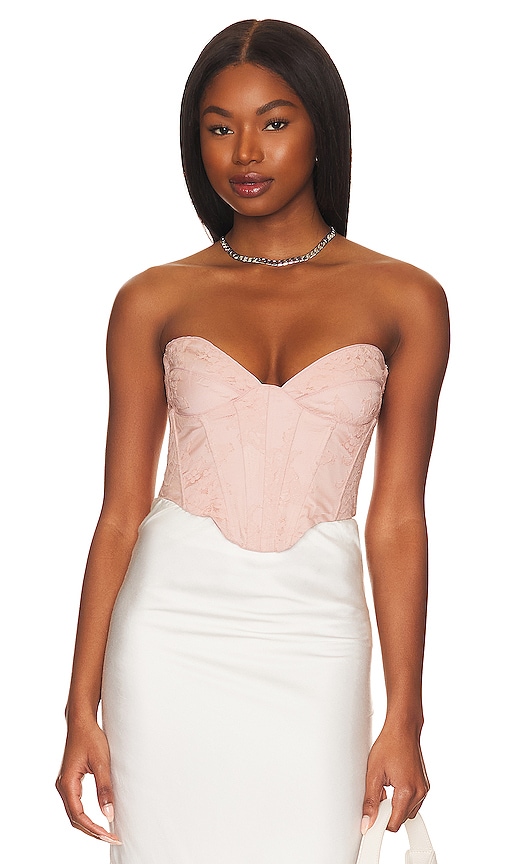 Bardot Ellie Floral Lace Corset Top In Soft Pink