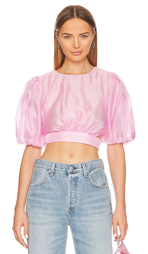 Bardot Enya Cutout Organza Crop Top In Soft Pink