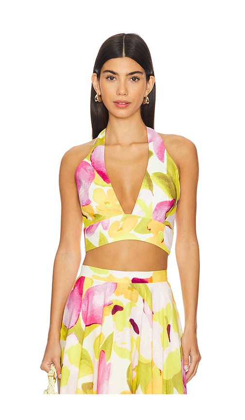 Shop Bardot Nicolette Halter Crop Top In Yellow