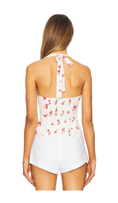  Bardot Neckholder-top Mit Print Rixton In White. Größe 6. Also In 4, 8, 10, 12. 