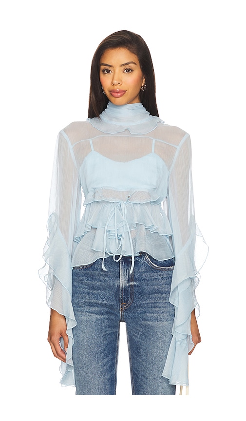 Blusa con volantes anyssa en color bebe azul talla 10 (también en 12, 2, 4, 6, 8) - Bardot - Modalova